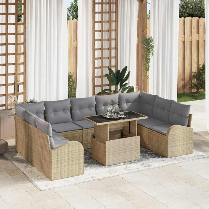 Set de canapele pentru grădină 10 pcs bej și gri deschis - WALTI WALTI