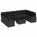 Set de canapea cu pernă Manual 10 pcs Negru poliratan - WALTI WALTI