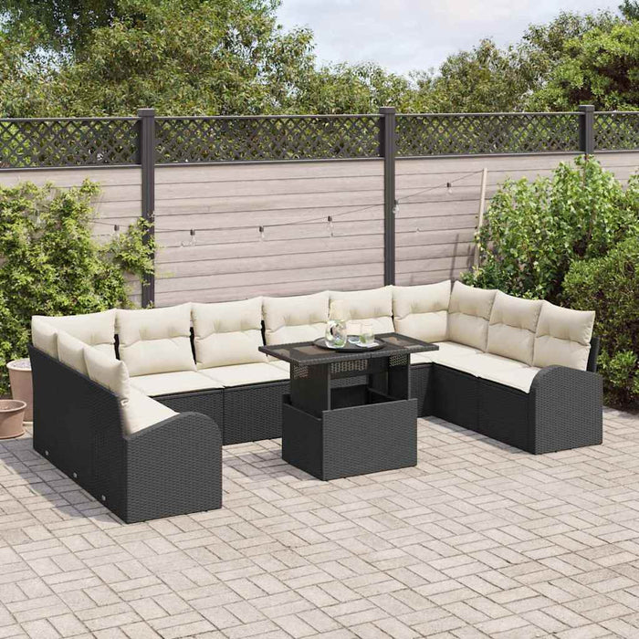 Set de canapele pentru grădină cu pernă 11 pcs negru și crem - WALTI WALTI