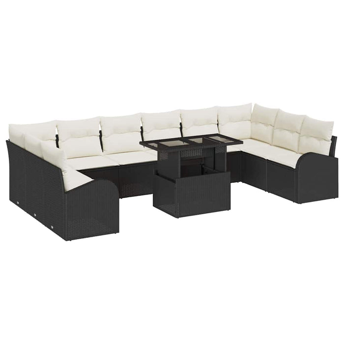 Set de canapele pentru grădină cu pernă 11 pcs negru și crem - WALTI WALTI