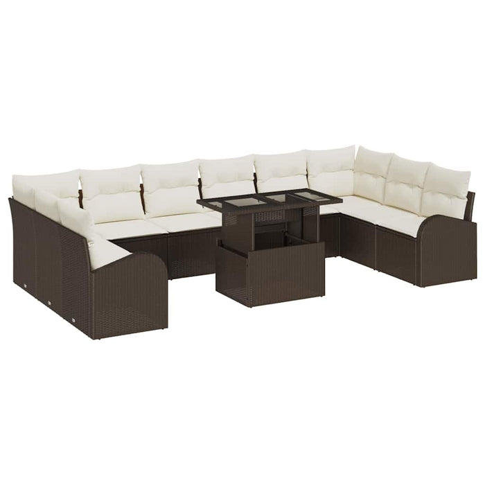 Set de canapele pentru grădină cu pernă 11 pcs maro și crem - WALTI WALTI