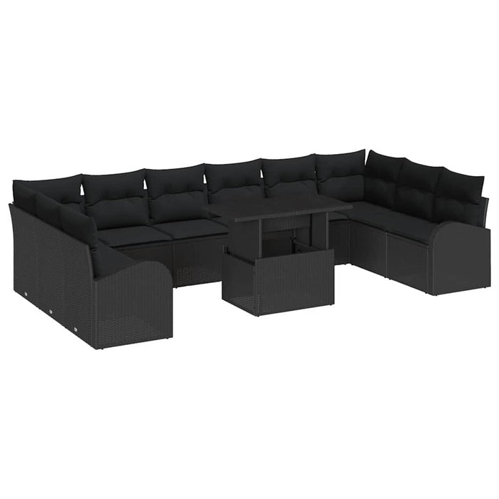 Set de canapele pentru grădină cu pernă 11 pcs Negru poliratan - WALTI WALTI