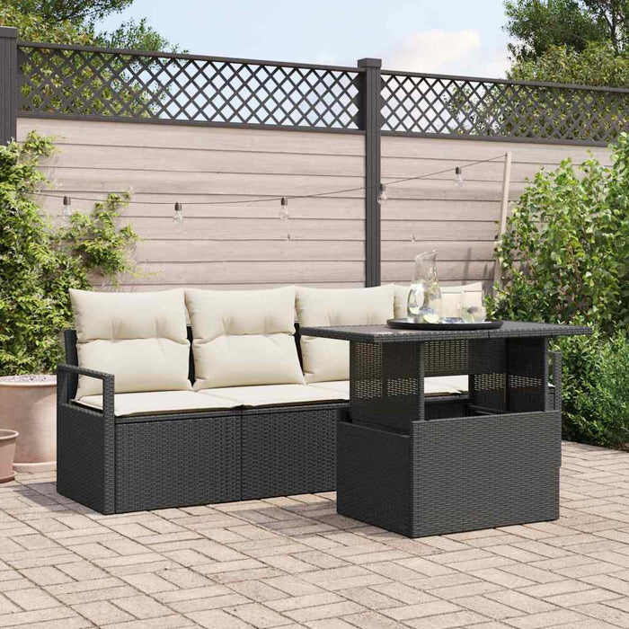 Set de canapele pentru grădină cu pernă 5 pcs negru și crem - WALTI WALTI