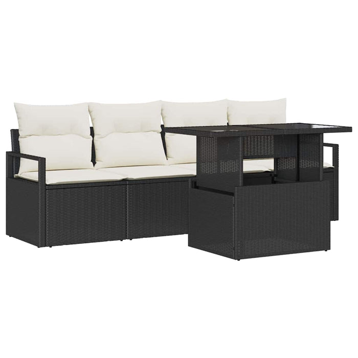 Set de canapele pentru grădină cu pernă 5 pcs negru și crem - WALTI WALTI