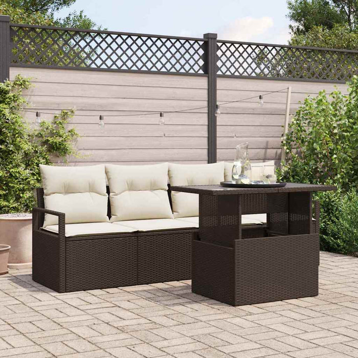 Set de canapele pentru grădină cu pernă 5 pcs maro și crem - WALTI WALTI