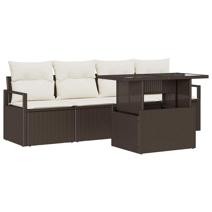 Set de canapele pentru grădină cu pernă 5 pcs maro și crem - WALTI WALTI