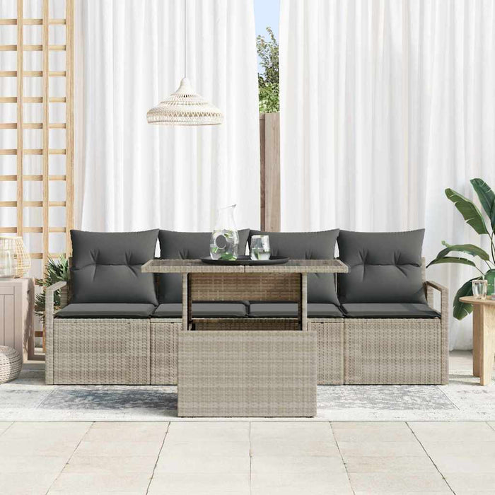 Set de canapea cu pernă 5 pcs Lumină poliratan - WALTI WALTI
