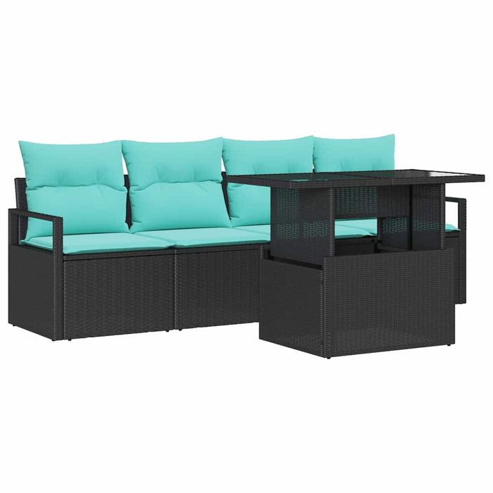 Set de canapele pentru grădină cu pernă 5 pcs Negru poliratan - WALTI WALTI