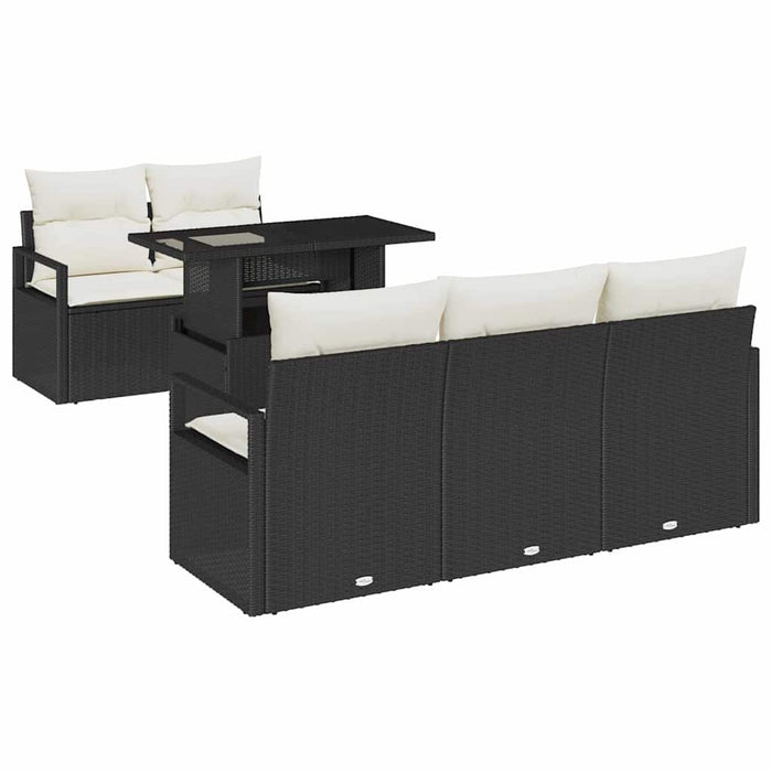 Set de canapele pentru grădină cu pernă 6 pcs negru și crem - WALTI WALTI