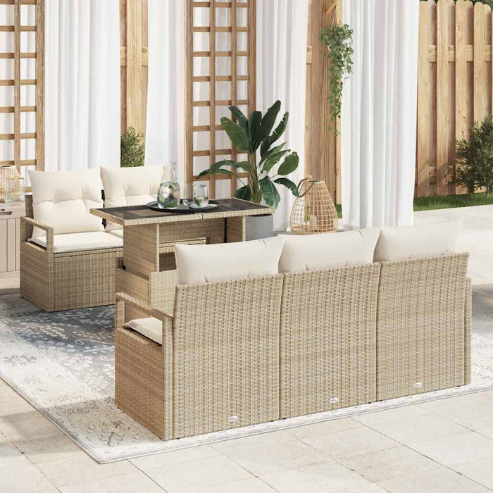 Set de canapele pentru grădină 6 pcs Bej și crem poliratan WALTI