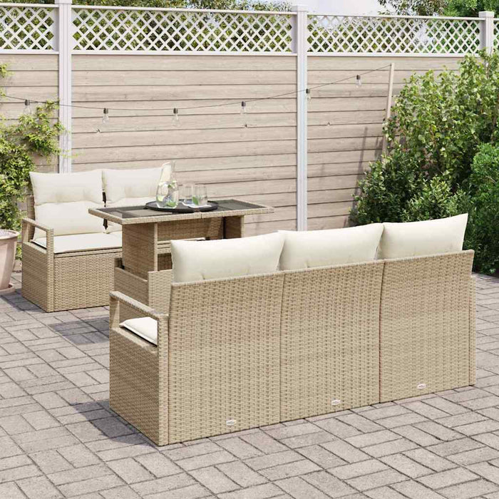 Set de canapele pentru grădină 6 pcs Bej și crem poliratan WALTI