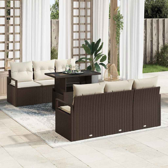 Set de canapele pentru grădină cu pernă 7 pcs maro și crem - WALTI WALTI