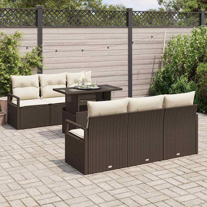 Set de canapele pentru grădină cu pernă 7 pcs maro și crem - WALTI WALTI