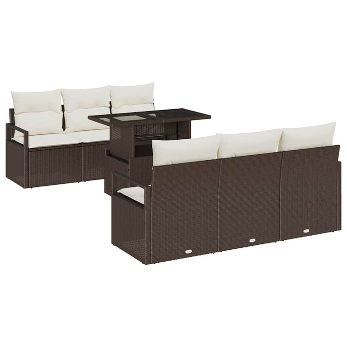 Set de canapele pentru grădină cu pernă 7 pcs maro și crem - WALTI WALTI