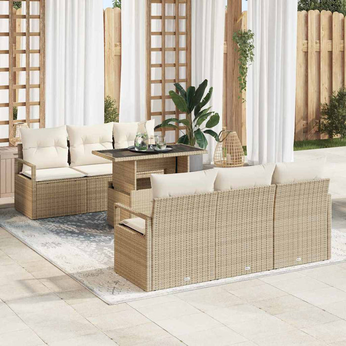 Set de canapele pentru grădină cu pernă 7 pcs Bej poliratan WALTI