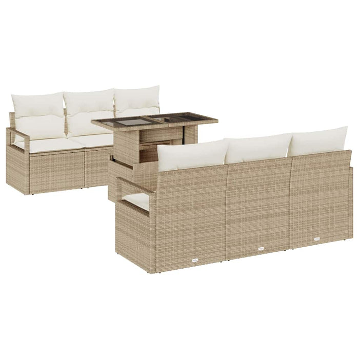 Set de canapele pentru grădină cu pernă 7 pcs Bej poliratan WALTI