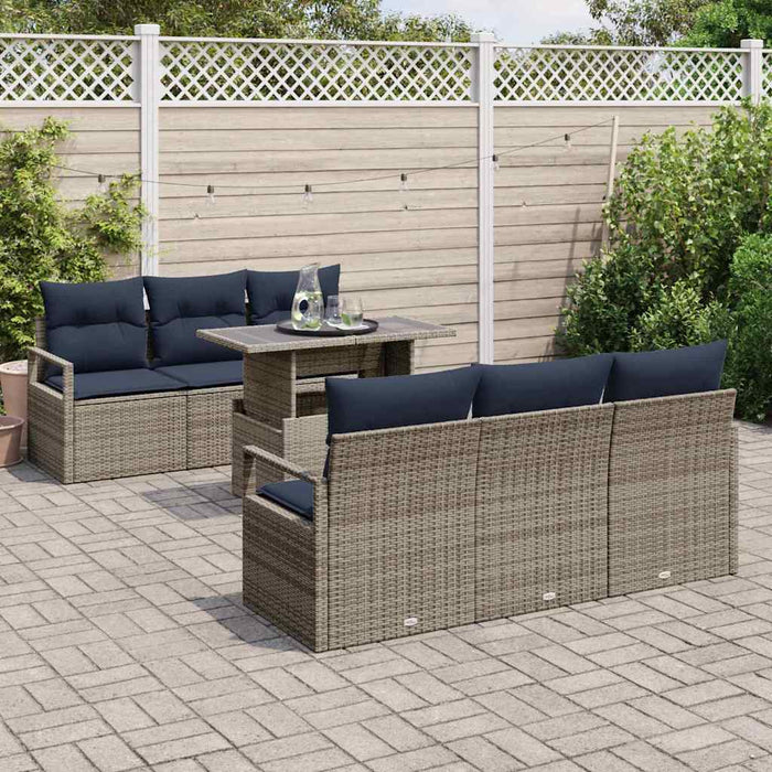 Set de canapele pentru grădină cu pernă 7 pcs Gri poliratan - WALTI WALTI