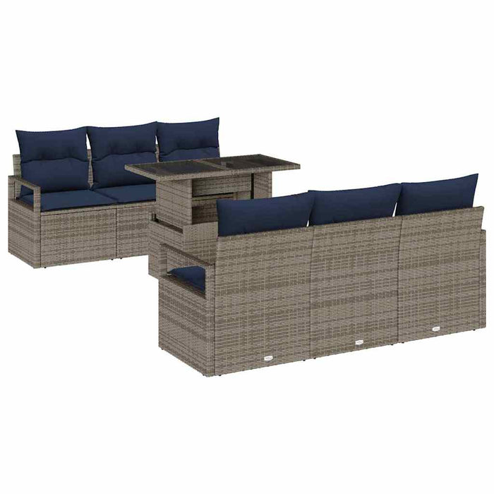Set de canapele pentru grădină cu pernă 7 pcs Gri poliratan - WALTI WALTI