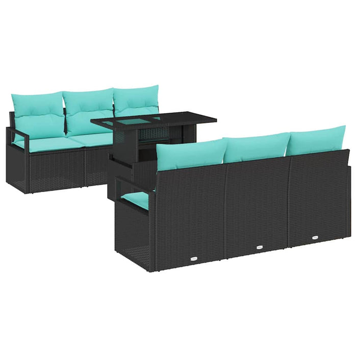 Set de canapele pentru grădină cu pernă 7 pcs Negru și Albastru - WALTI WALTI