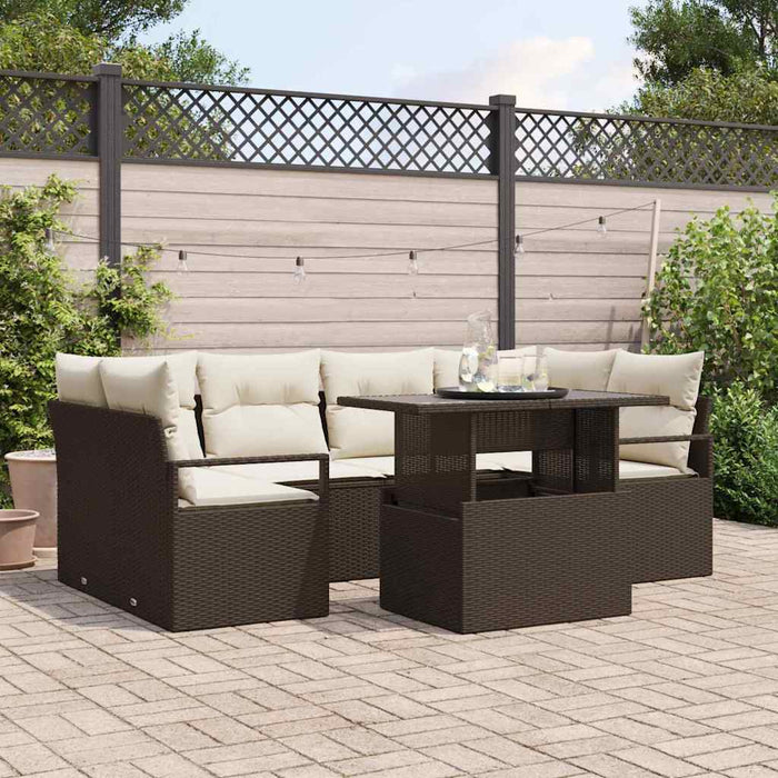 Set de canapele pentru grădină cu pernă 7 pcs maro și crem - WALTI WALTI