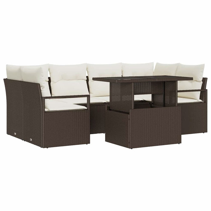 Set de canapele pentru grădină cu pernă 7 pcs maro și crem - WALTI WALTI