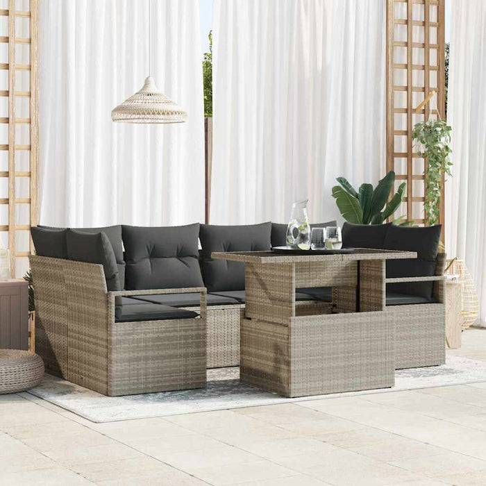 Set de canapele pentru grădină cu pernă 7 pcs Gri deschis - WALTI WALTI