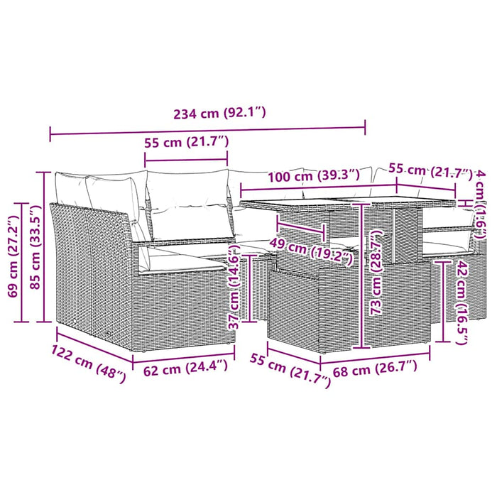 Set de canapele pentru grădină 7 pcs Negru 100 x 55 x 73 cm - WALTI WALTI