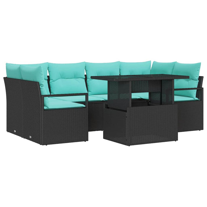 Set de canapele pentru grădină cu pernă 7 pcs Negru și albastru - WALTI WALTI