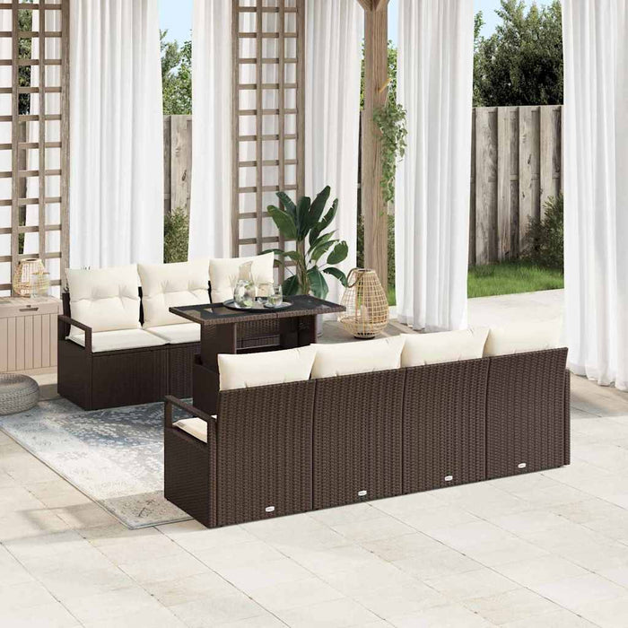 Set de canapele pentru grădină cu pernă 8 pcs maro și crem - WALTI WALTI