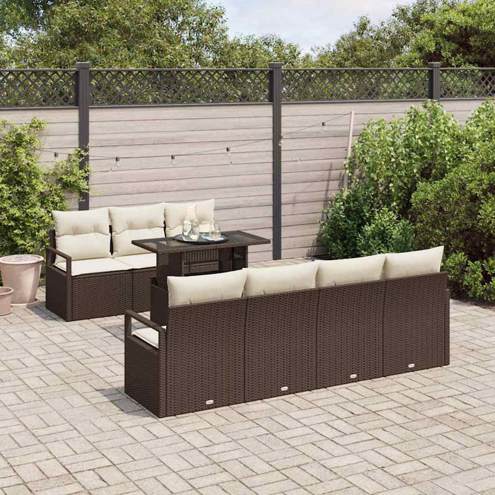 Set de canapele pentru grădină cu pernă 8 pcs maro și crem - WALTI WALTI