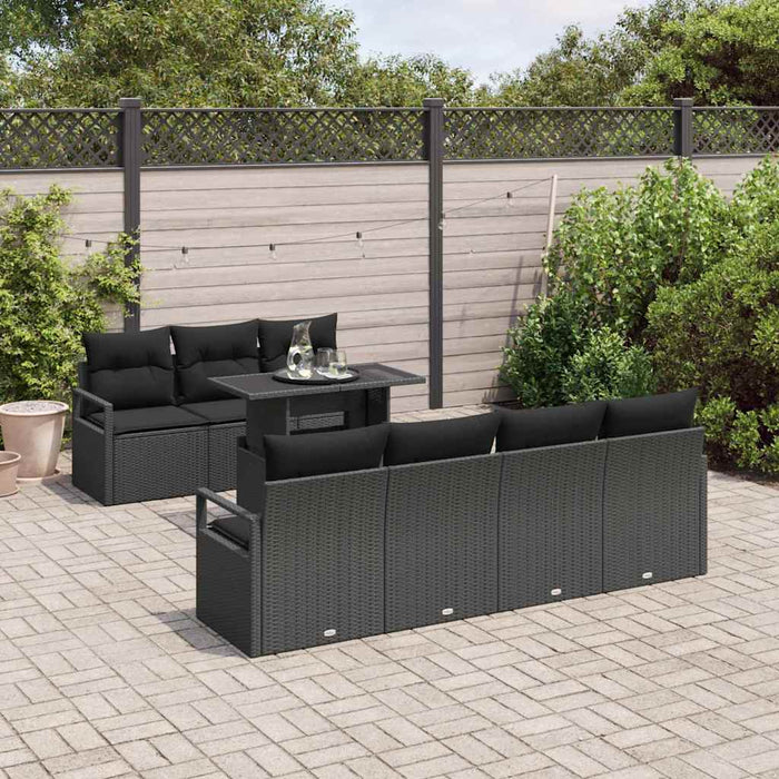 Set de canapele pentru grădină cu pernă 8 pcs Negru poliratan - WALTI WALTI