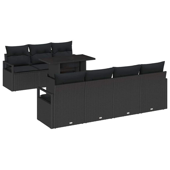 Set de canapele pentru grădină cu pernă 8 pcs Negru poliratan - WALTI WALTI