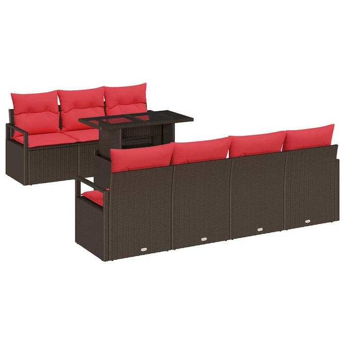 Set de canapele pentru grădină 8 pcs Maro și roșu poliratan - WALTI WALTI