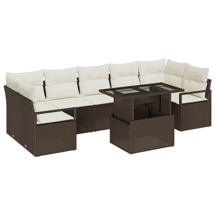Set de canapele pentru grădină 8 pcs maro și crem poliratan - WALTI WALTI