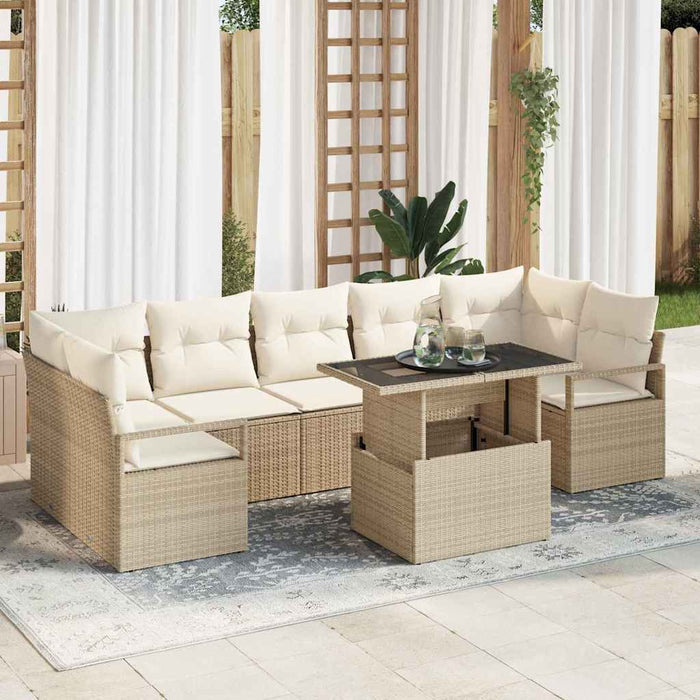 Set de canapele pentru grădină 8 pcs bej și crem poliratan - WALTI WALTI