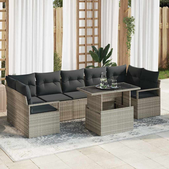 Set de canapele pentru grădină 8 pcs Gri deschis poliratan - WALTI WALTI