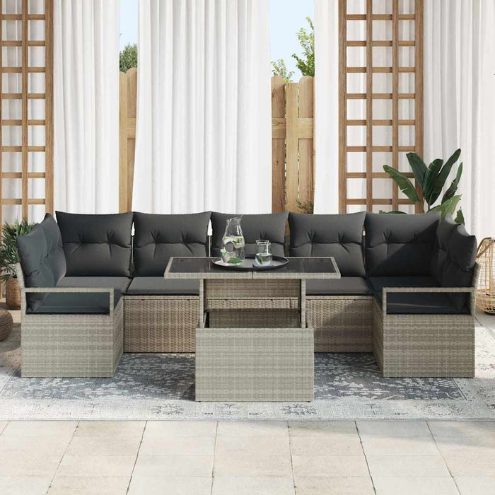 Set de canapele pentru grădină 8 pcs Gri deschis poliratan - WALTI WALTI