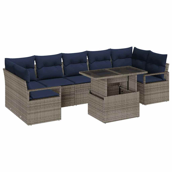 Set de canapele pentru grădină 8 pcs gri și bleumarin poliratan - WALTI WALTI