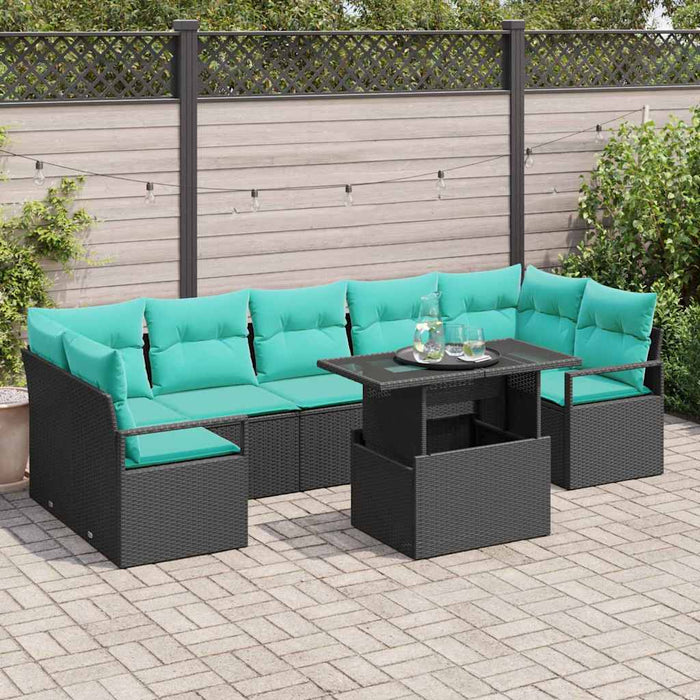 Set de canapele pentru grădină cu pernă 8 pcs Negru și Albastru - WALTI WALTI