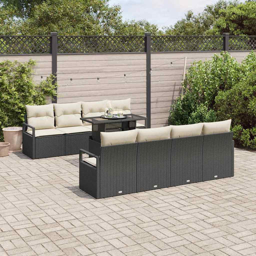 Set de canapele pentru grădină cu pernă 7 pcs negru și crem - WALTI WALTI