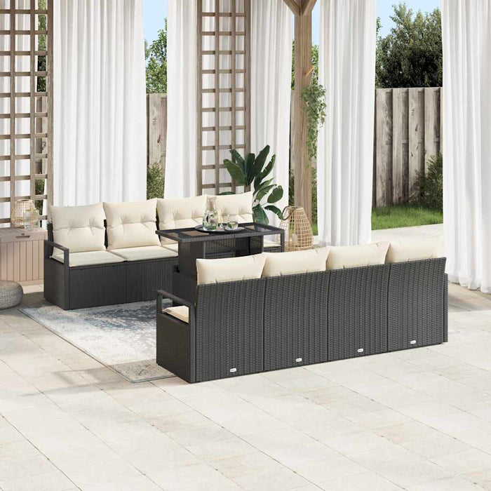 Set de canapele pentru grădină cu pernă 7 pcs negru și crem - WALTI WALTI