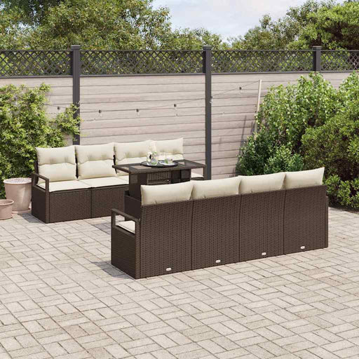Set de canapele pentru grădină cu pernă 7 pcs maro și crem - WALTI WALTI