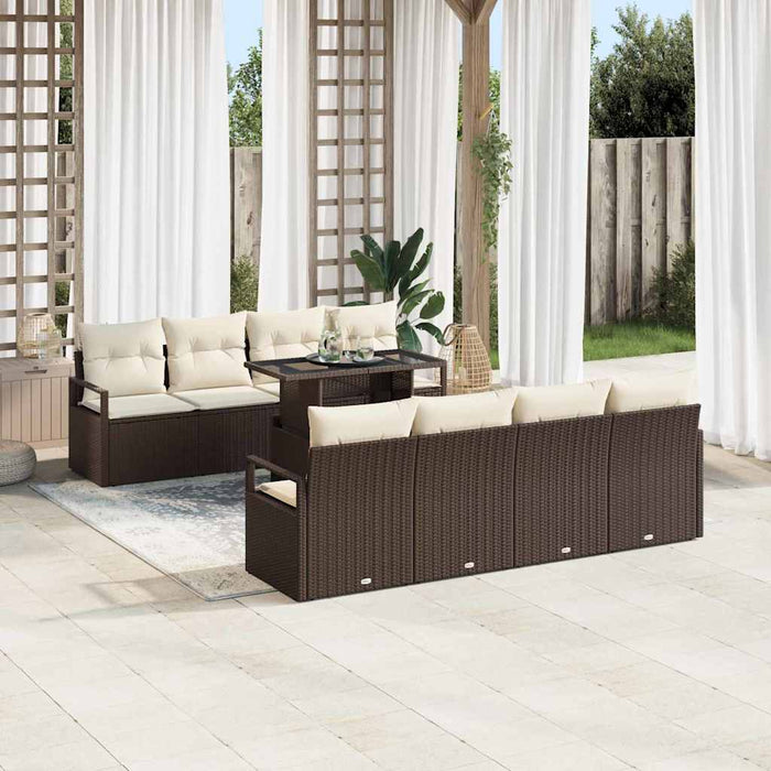 Set de canapele pentru grădină cu pernă 7 pcs maro și crem - WALTI WALTI