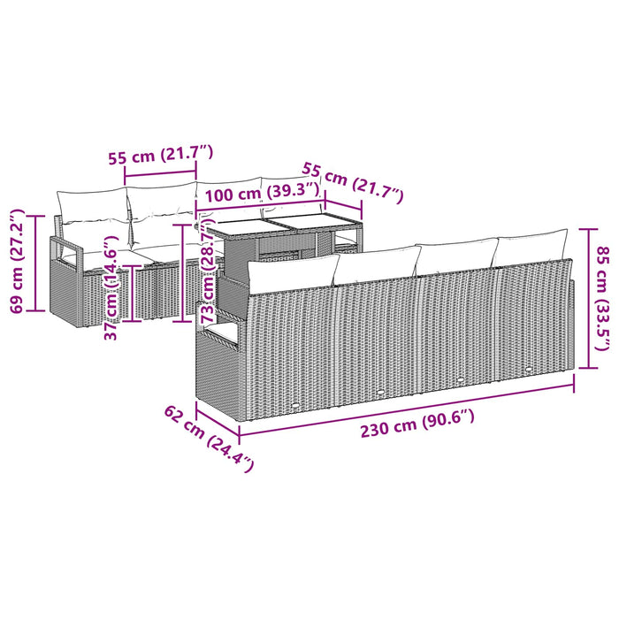 Set de canapele pentru grădină 7 pcs Gri și albastru marin - WALTI WALTI