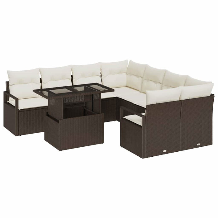 Set de canapele pentru grădină cu pernă 9 pcs maro și crem - WALTI WALTI
