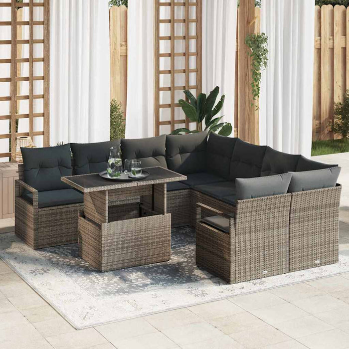 Set de canapele pentru grădină 9 pcs Gri 100 x 55 x 73 cm - WALTI WALTI