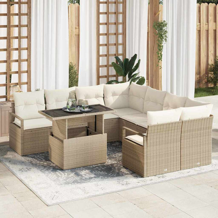 Set de canapele pentru grădină cu pernă 9 pcs bej și crem - WALTI WALTI