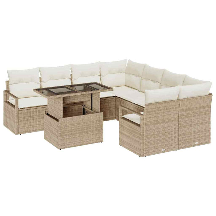 Set de canapele pentru grădină cu pernă 9 pcs bej și crem - WALTI WALTI