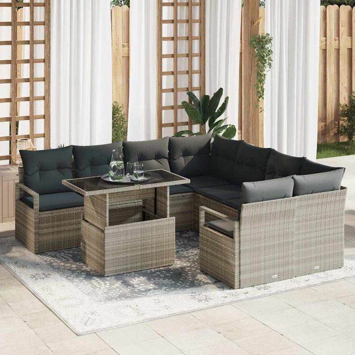 Set de canapele pentru grădină cu pernă 9 pcs Gri deschis - WALTI WALTI