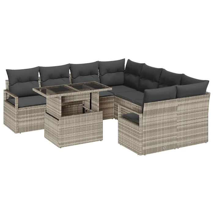 Set de canapele pentru grădină cu pernă 9 pcs Gri deschis - WALTI WALTI